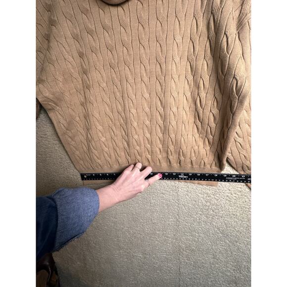 NWT Veronica Beard Lova Pullover Cable Knit Turtleneck Sweater Camel Women Sz XL - Picture 16 of 16
